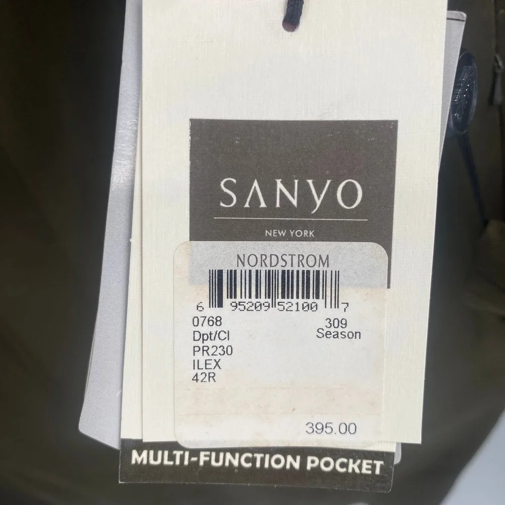 NWT Sanyo New York Mens 42R Trench Coat Olive Green Wool Lining‎ Dress Coat
